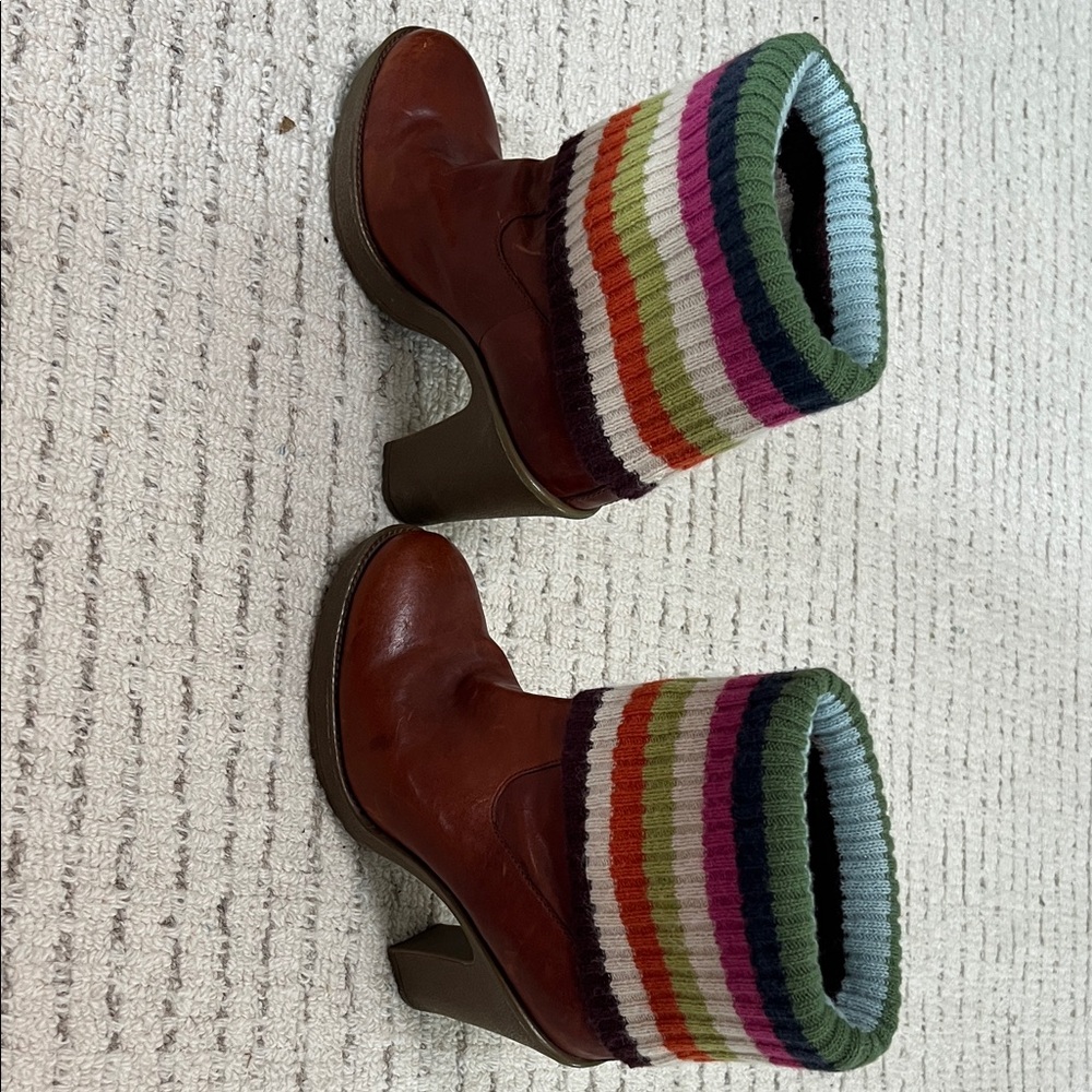 Coach Multicolor Striped Heeled Boots